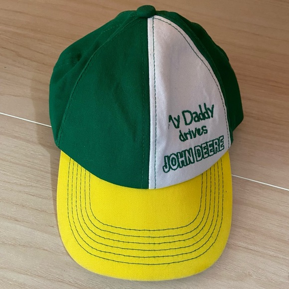 My Daddy Drives John Deere Children’s Hat Cap White Green Boy/Girl Tractor Ranch - Picture 1 of 5